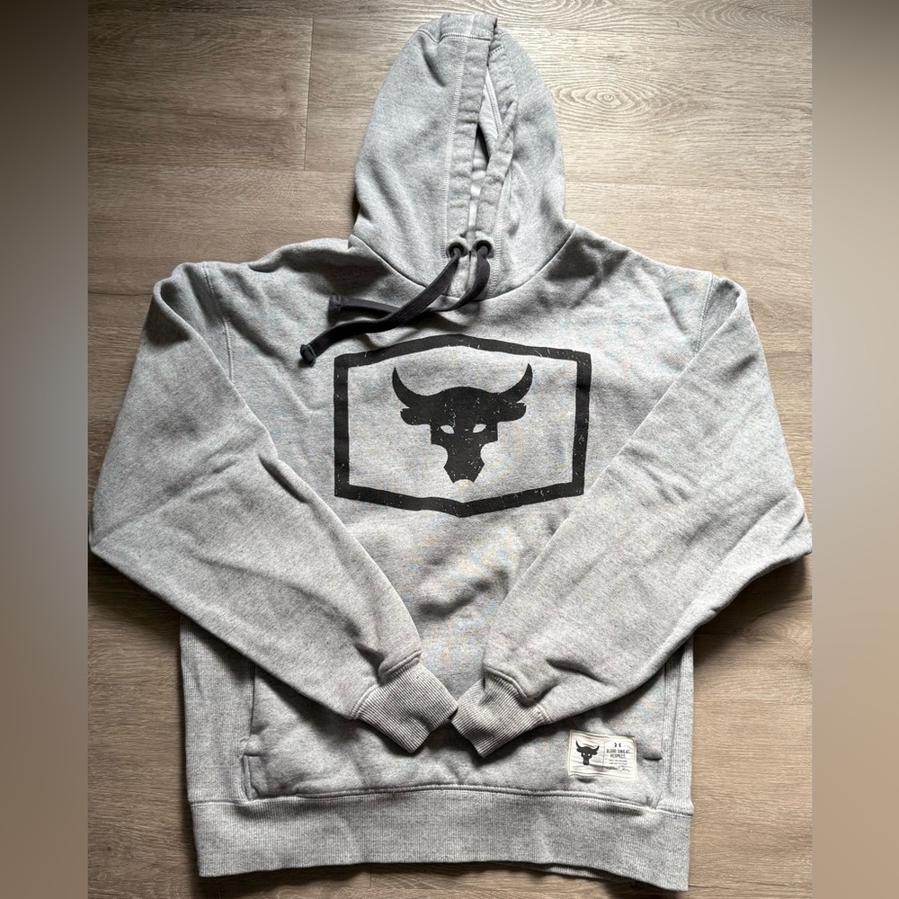 Under Armour Gray Hoodie with Bull Graphic